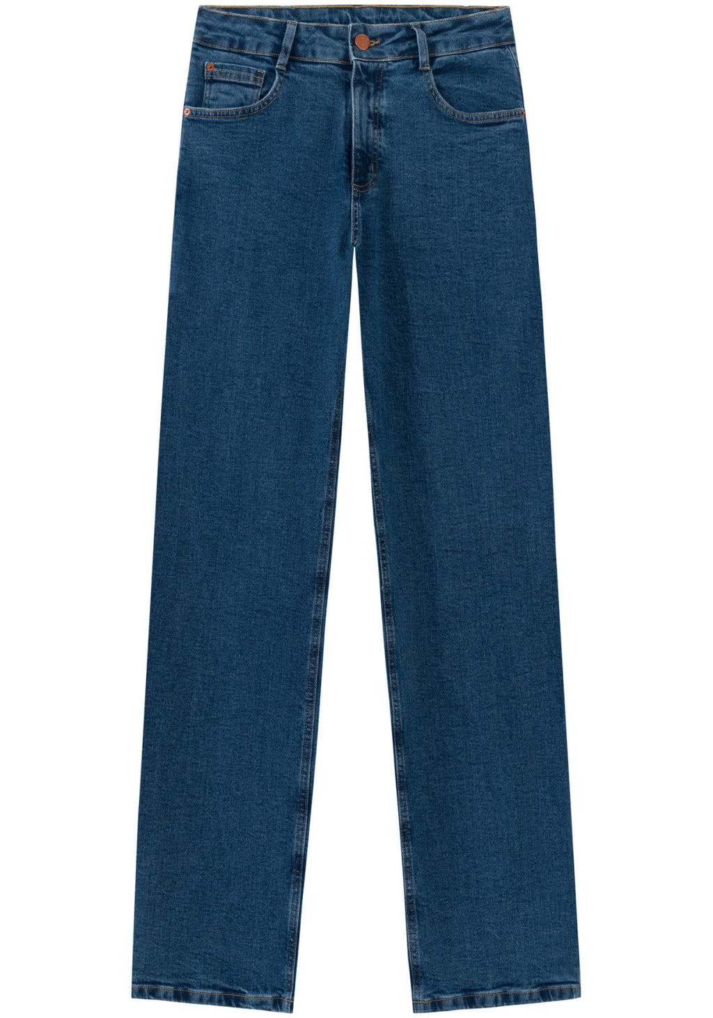 Calça Reta Jeans De Cintura Alta Lez A Lez Feminino 0941E