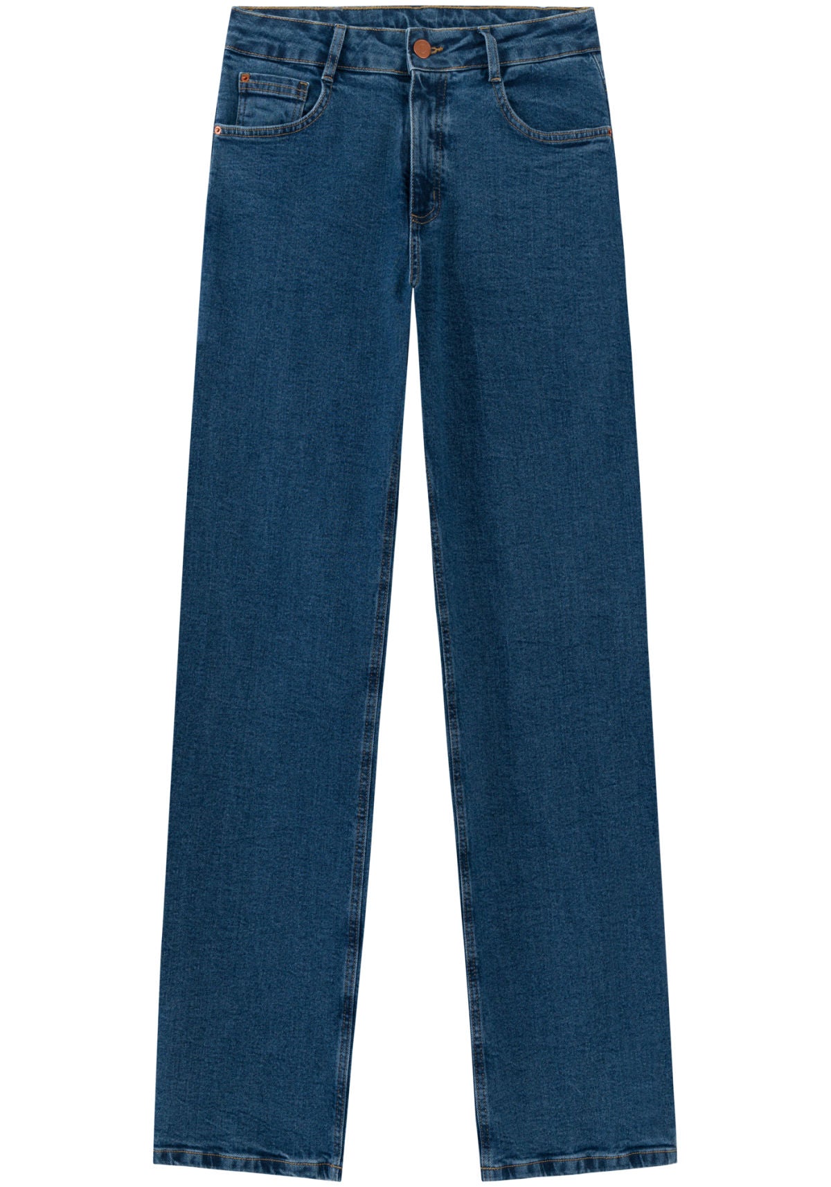 Calça Reta Jeans De Cintura Alta Lez A Lez Feminino 0941E