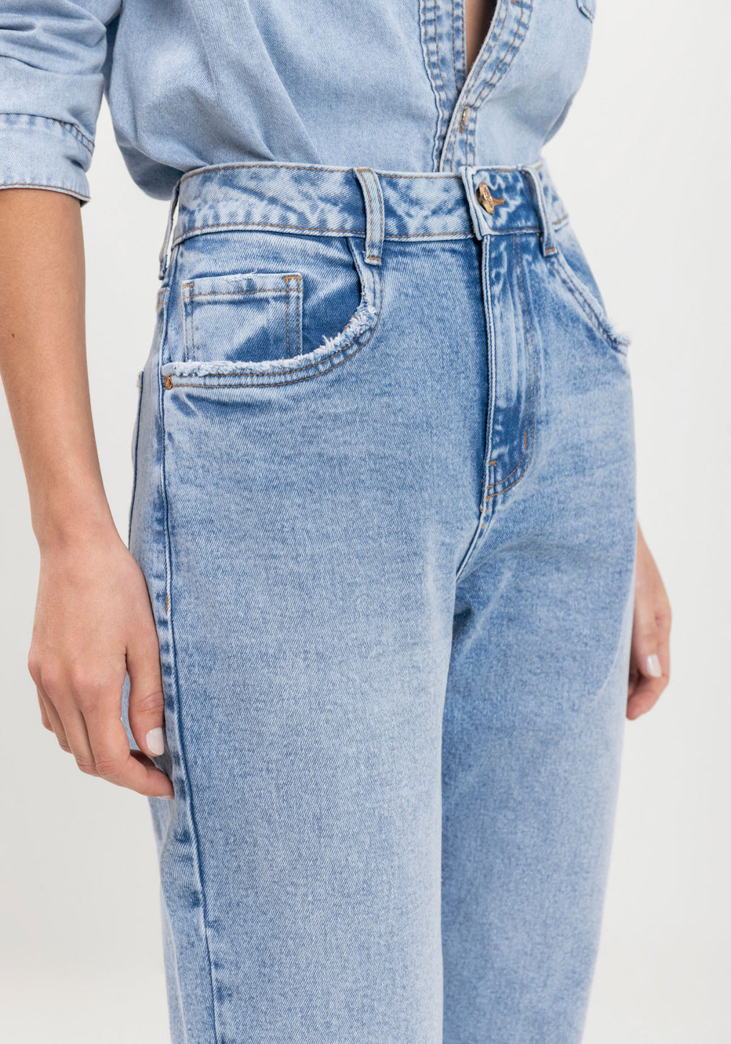 Calça Reta Jeans Com Elastano Lez A Lez Feminino 1538E