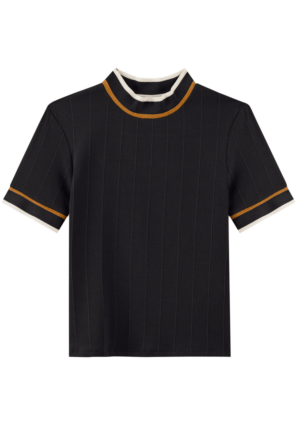 Blusa Canelada De Mangas Curtas Lez A Lez Feminino 8002E