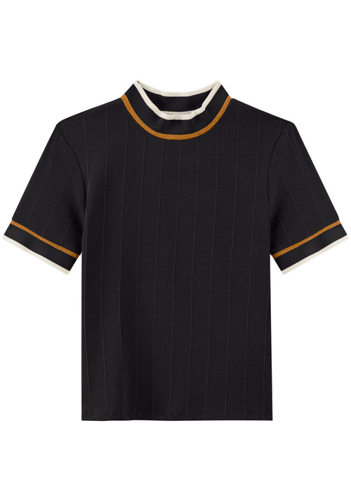 Blusa Canelada De Mangas Curtas Lez A Lez Feminino 8002E