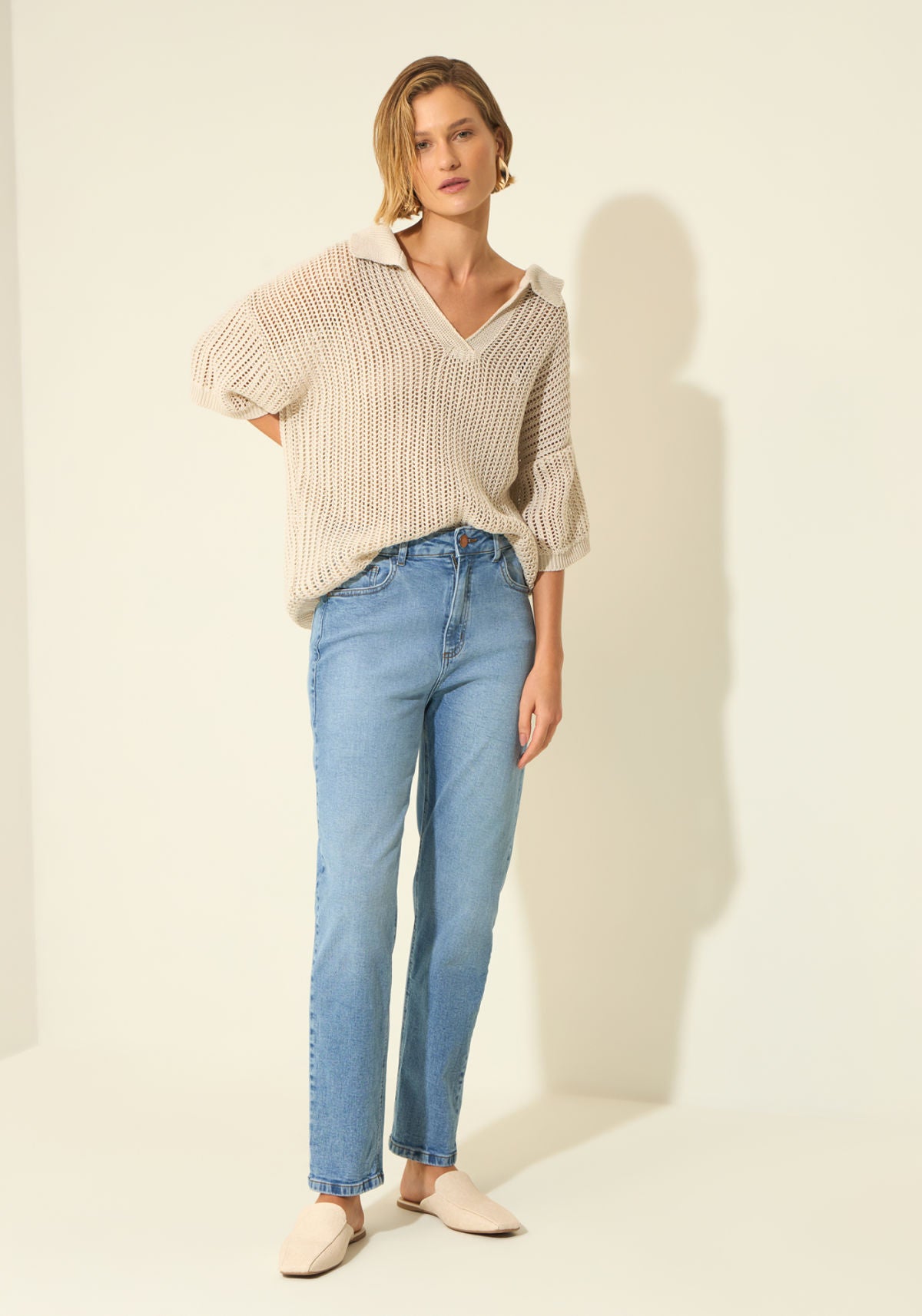 Calça Mom Jeans Com Elastano Lez A Lez Feminino 0223E