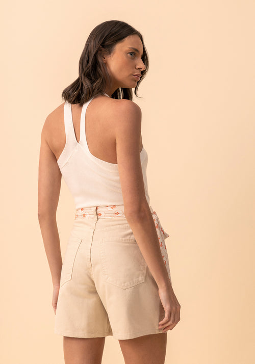 Bermuda Sarja Cintura Alta Lez a Lez Feminino 2301E