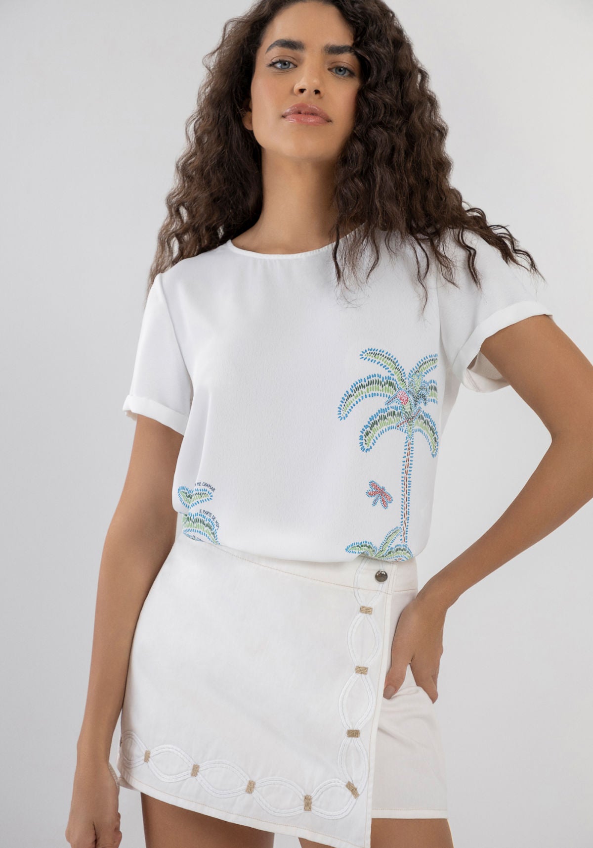 Blusa Manga Curta em Tecido Plano Lez A Lez Feminino 7290L