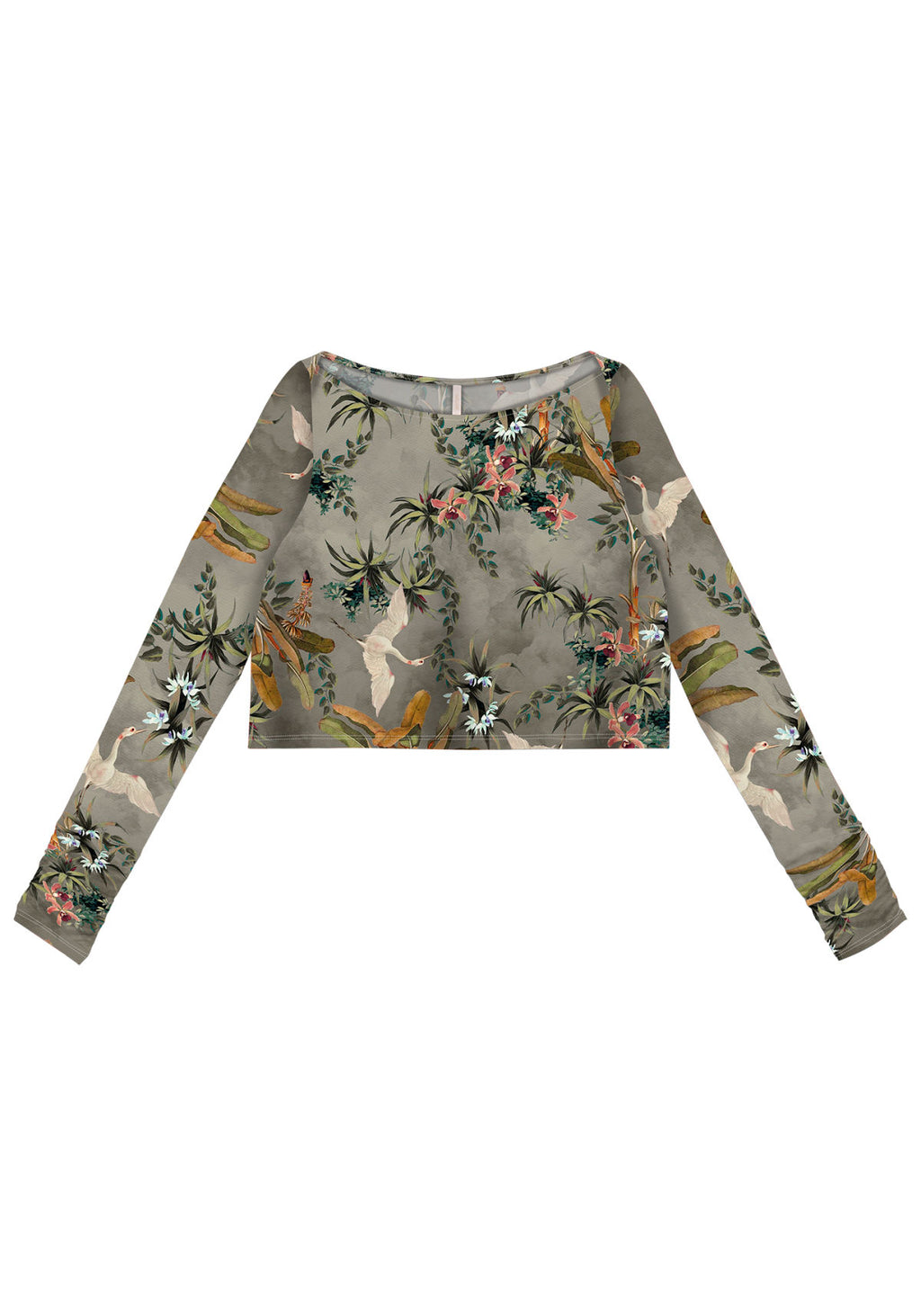 Blusa Manga Longa Cropped Franzido Lez A Lez Feminino 5521L