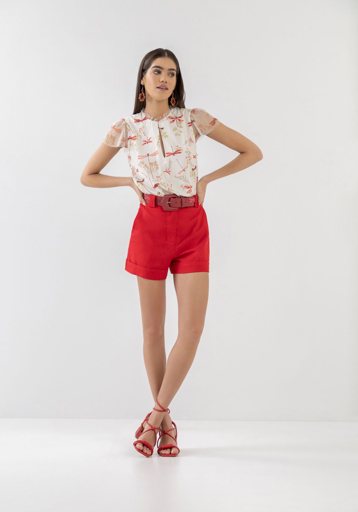 Blusa Estampada com Manga em Tule Lez A Lez Feminino 7314L