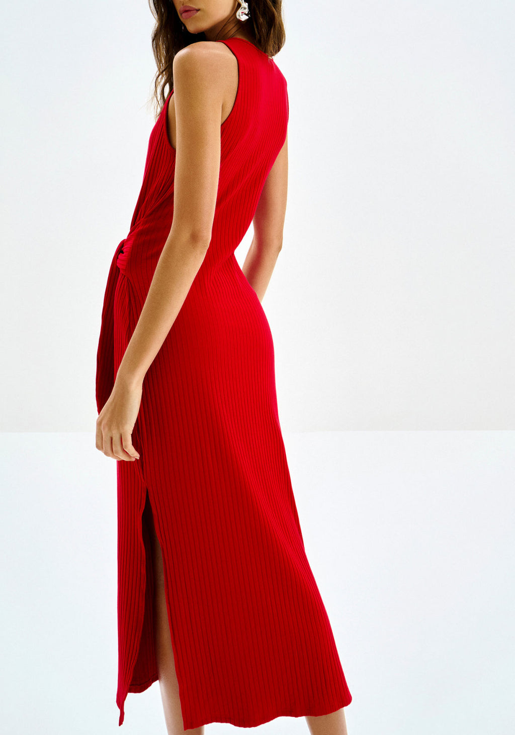 Vestido Midi Canelado com Amarração Lez A Lez Feminino 6920L