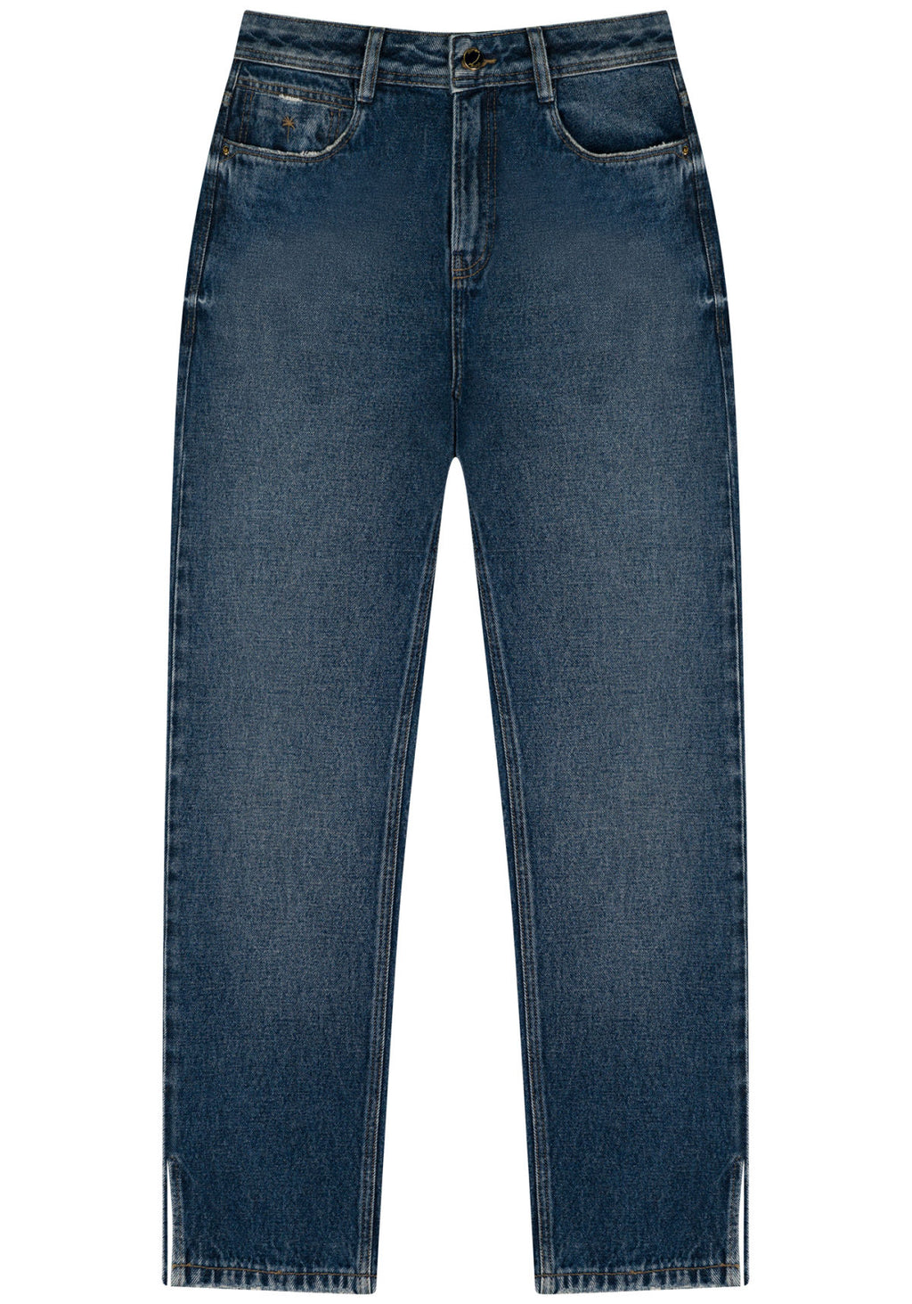 Calça Mom Jeans Com Cintura Alta E Abertura Nas Barras