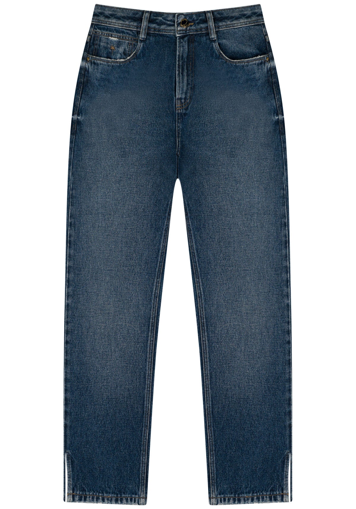 Calça Mom Jeans Com Cintura Alta E Abertura Nas Barras