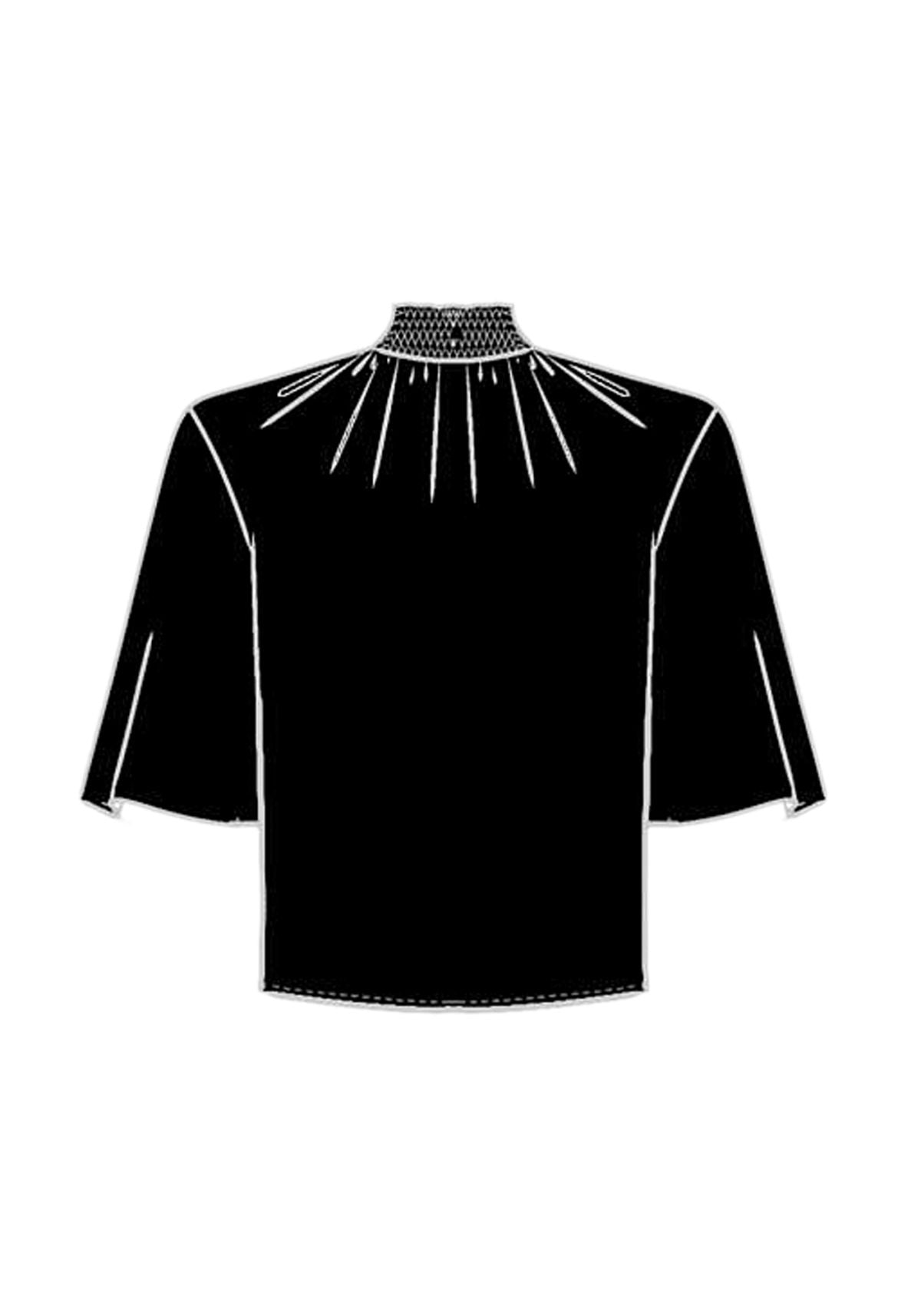Blusa De Mangas Amplas Com Gola Lez A Lez Feminino 9497E
