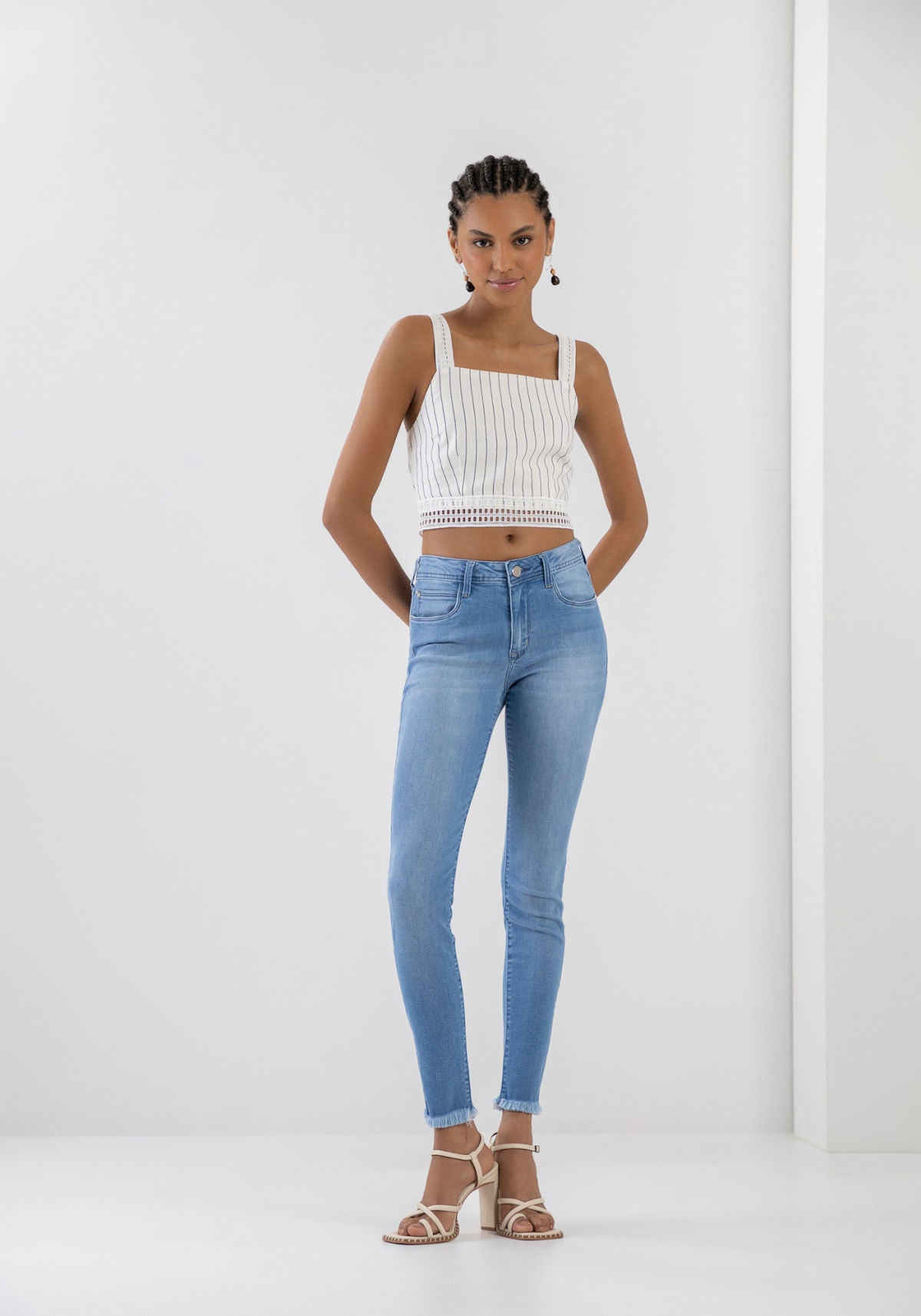 Calça Jeans Skinny Cropped Lez A Lez Feminino 7136L
