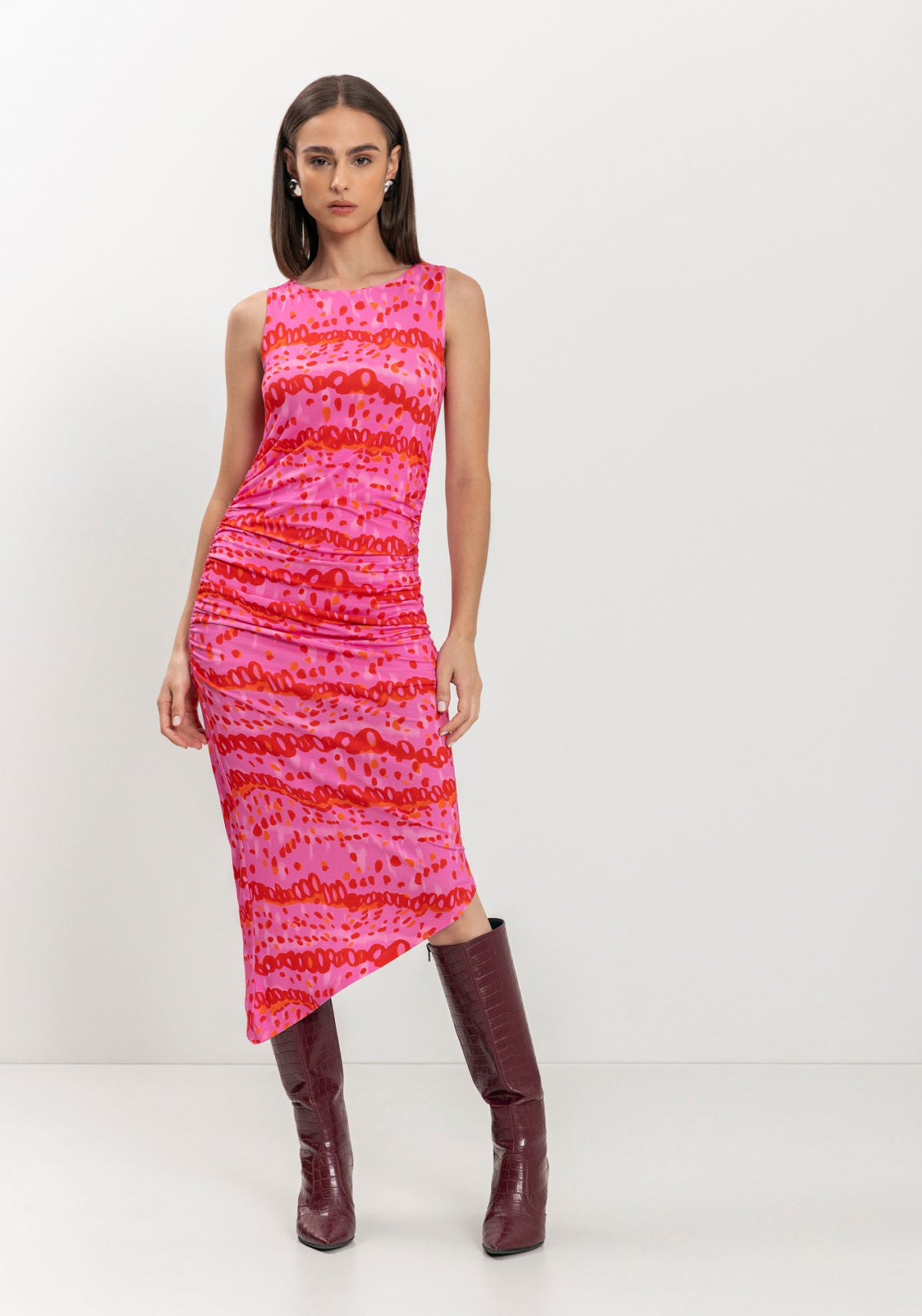 Vestido Midi Assimétrico Estampado Lez A Lez Feminino 9253E
