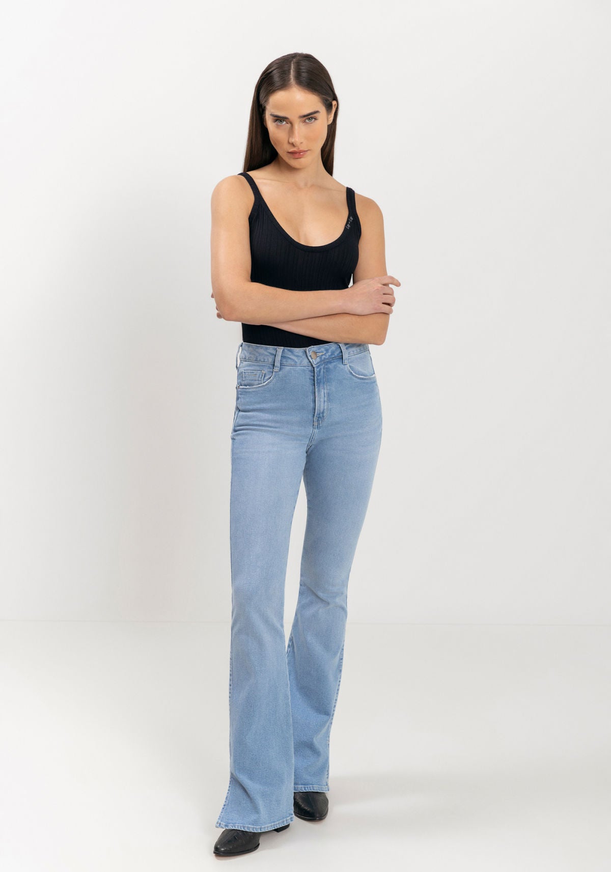 Calça Jeans Boot Cut Cintura Alta Lez A Lez Feminino 1519E