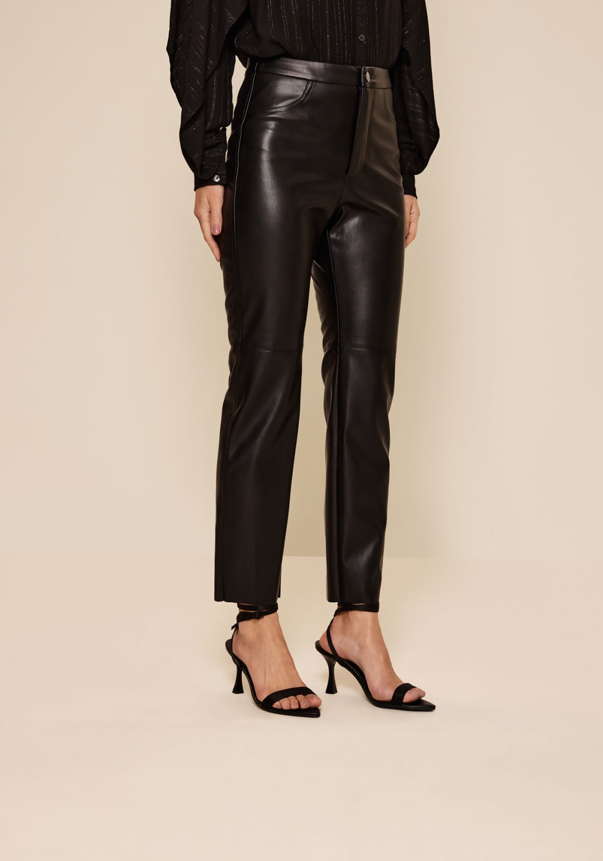 Calça Legging De Cintura Alta Em Pu Lez A Lez Feminino 7322E