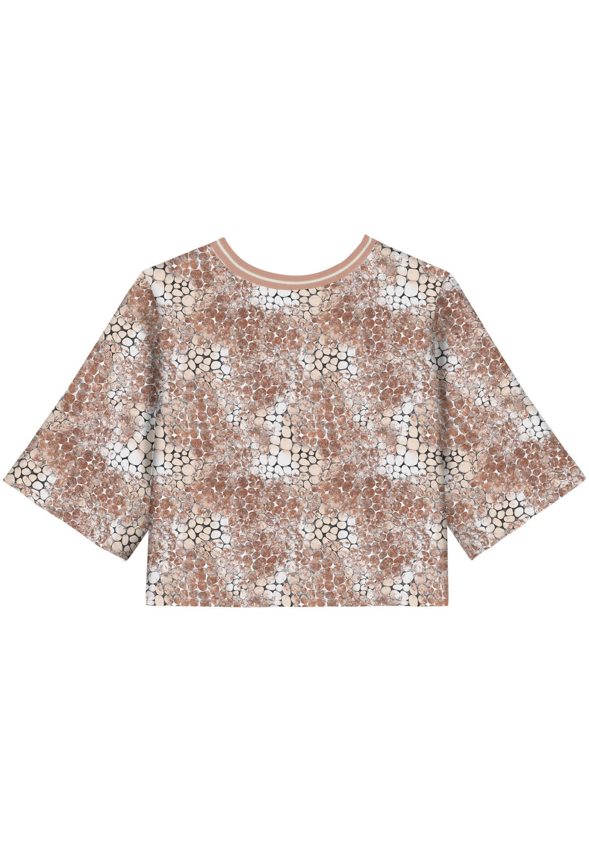 Blusa Curta Estampada Com Mangas Lez A Lez Feminino 7139E