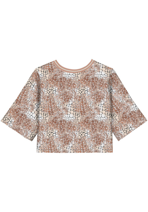 Blusa Curta Estampada Com Mangas Lez A Lez Feminino 7139E