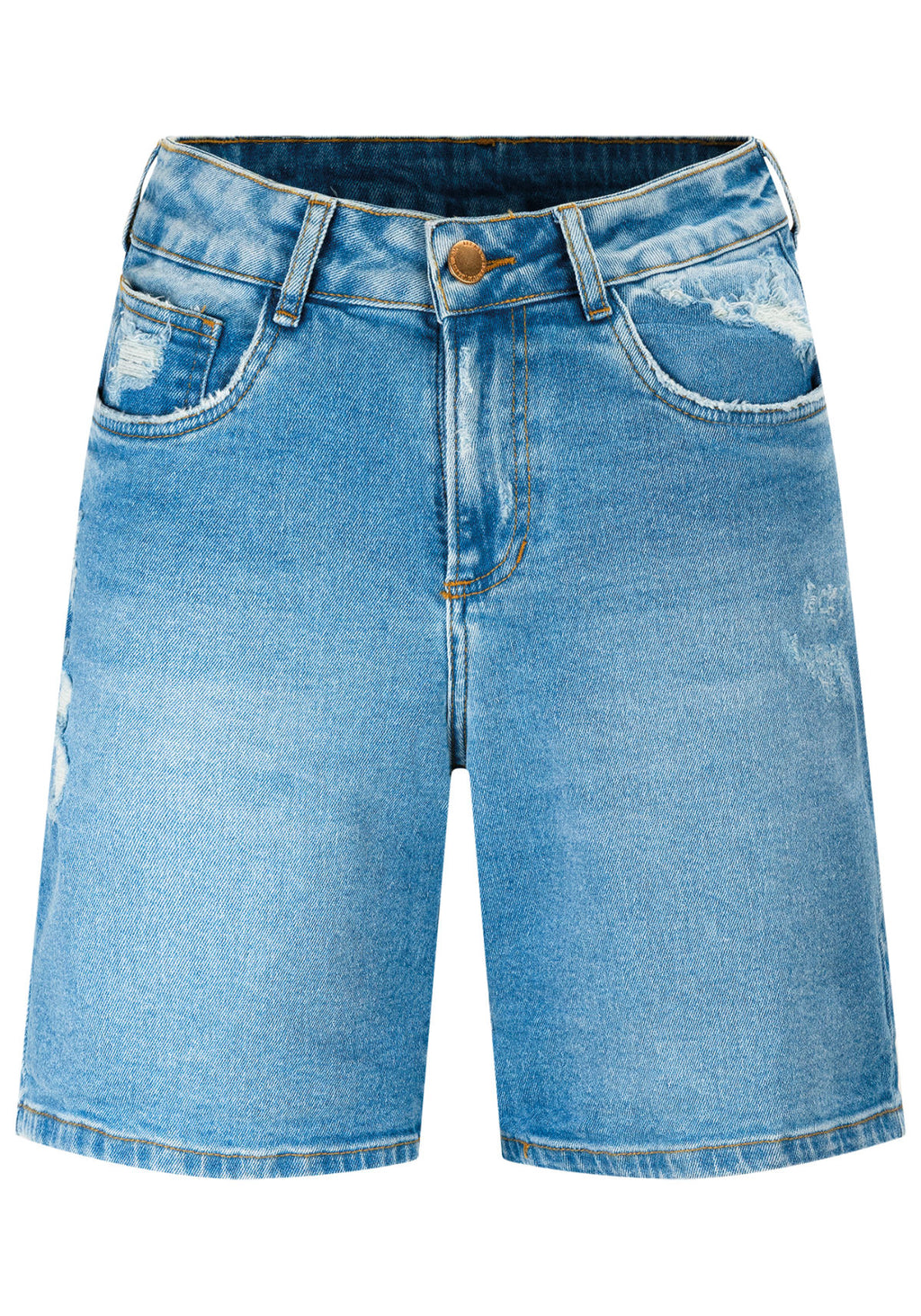Bermuda Jeans Cintura Alta Comfort Lez A Lez Feminino 9432L