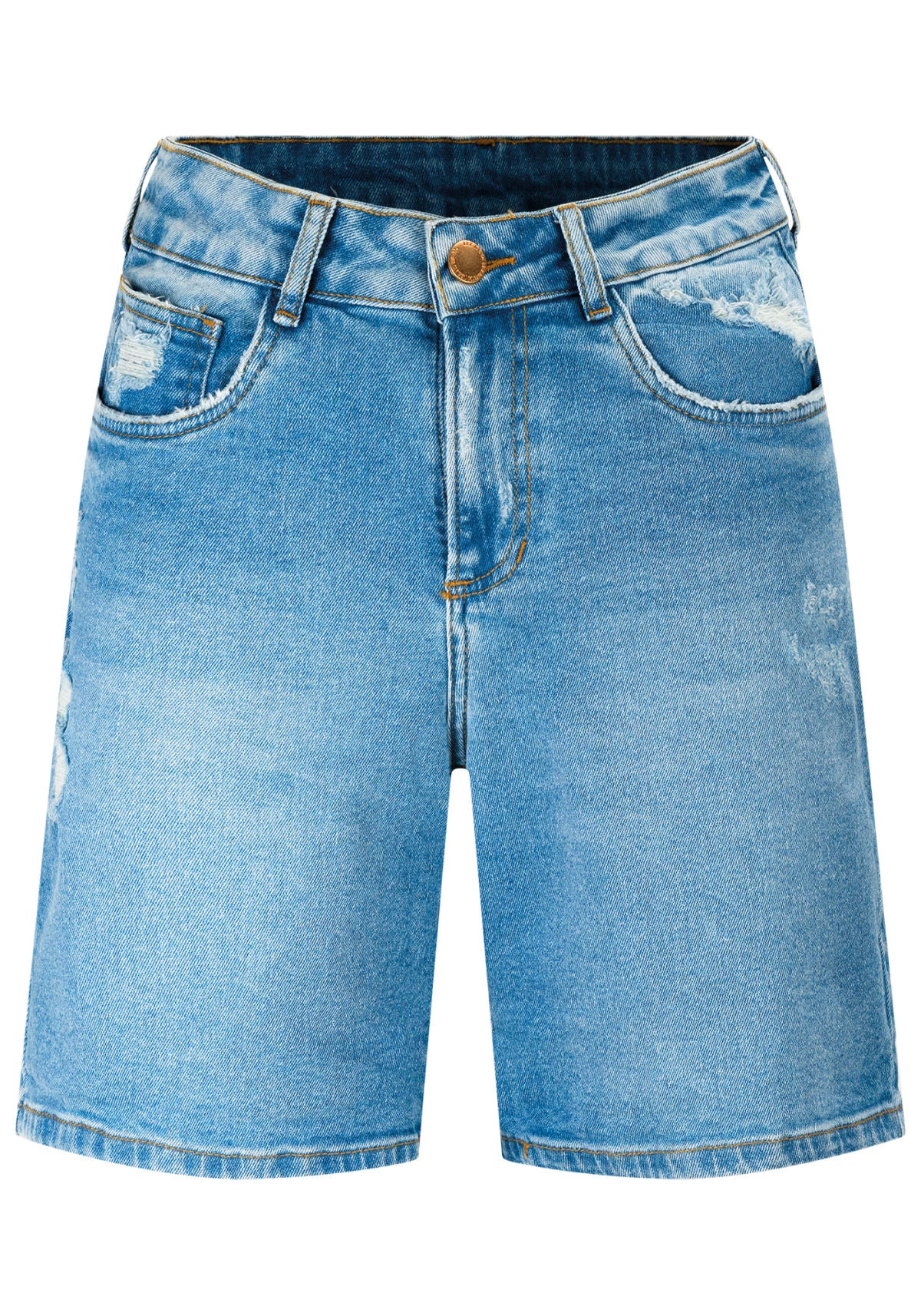 Bermuda Jeans Cintura Alta Comfort Lez A Lez Feminino 9432L