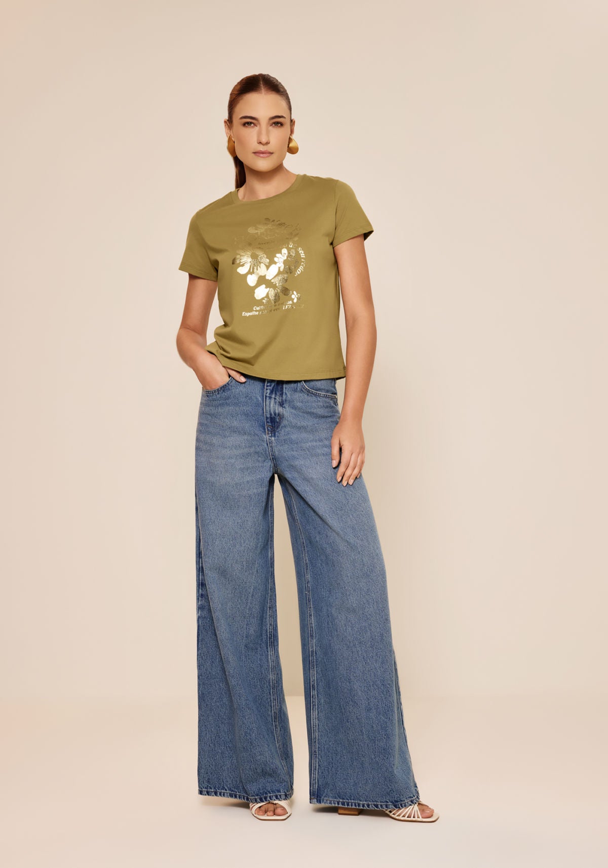 T-shirt Mangas Curtas Com Estampa Lez a Lez Feminino 7333E
