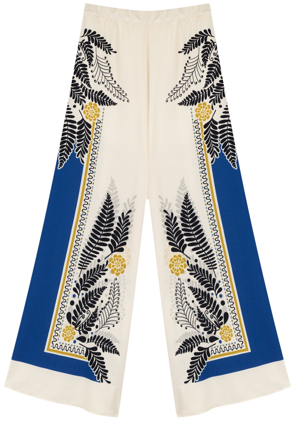 Calça Pantalona De Cintura Alta Com Cós Elástico