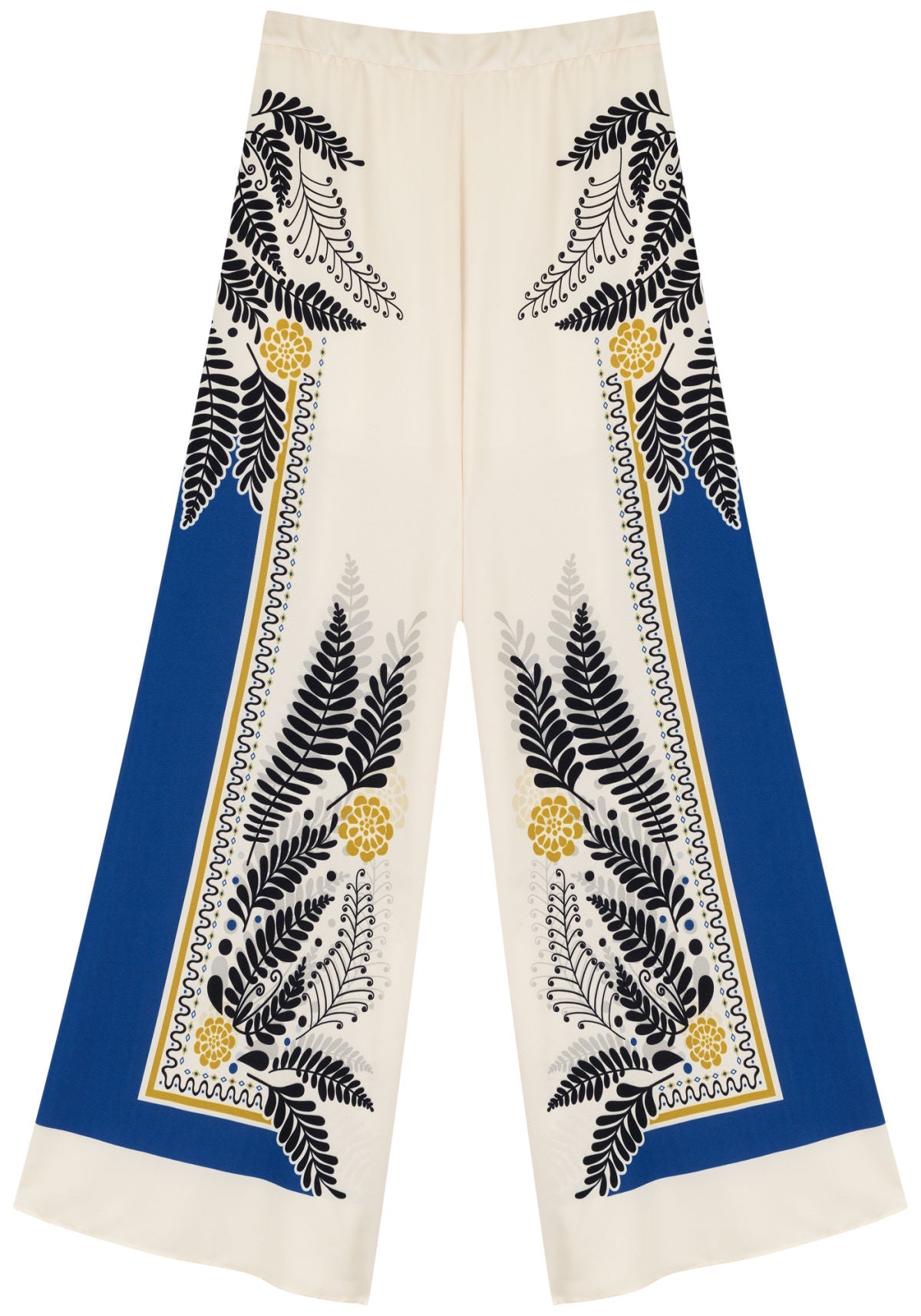 Calça Pantalona De Cintura Alta Com Cós Elástico