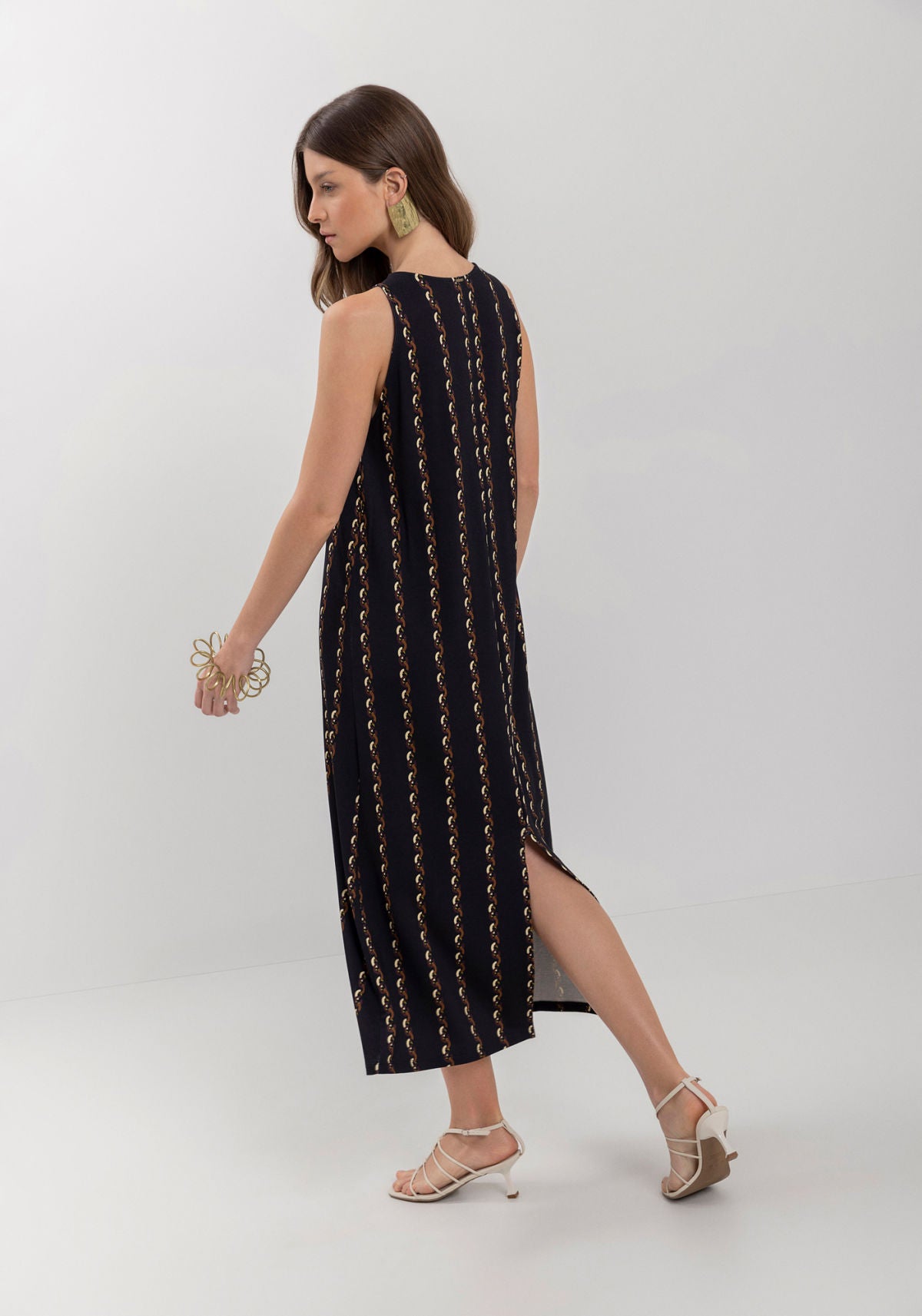 Vestido Midi Chá Estampado Lez A Lez Feminino 7277E