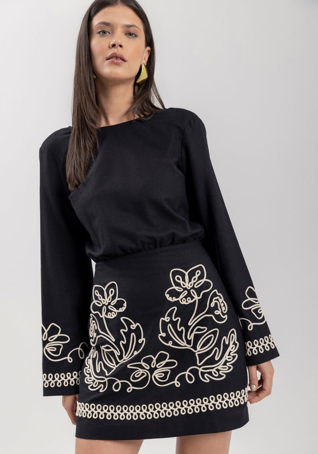 Vestido Curto De Mangas Longas Lez A Lez Feminino 7516E