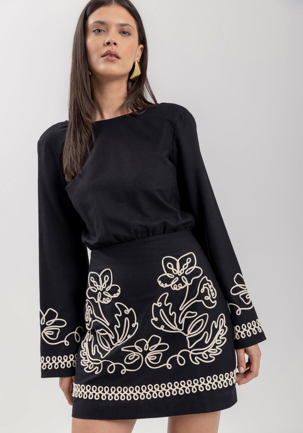 Vestido Curto De Mangas Longas Lez A Lez Feminino 7516E