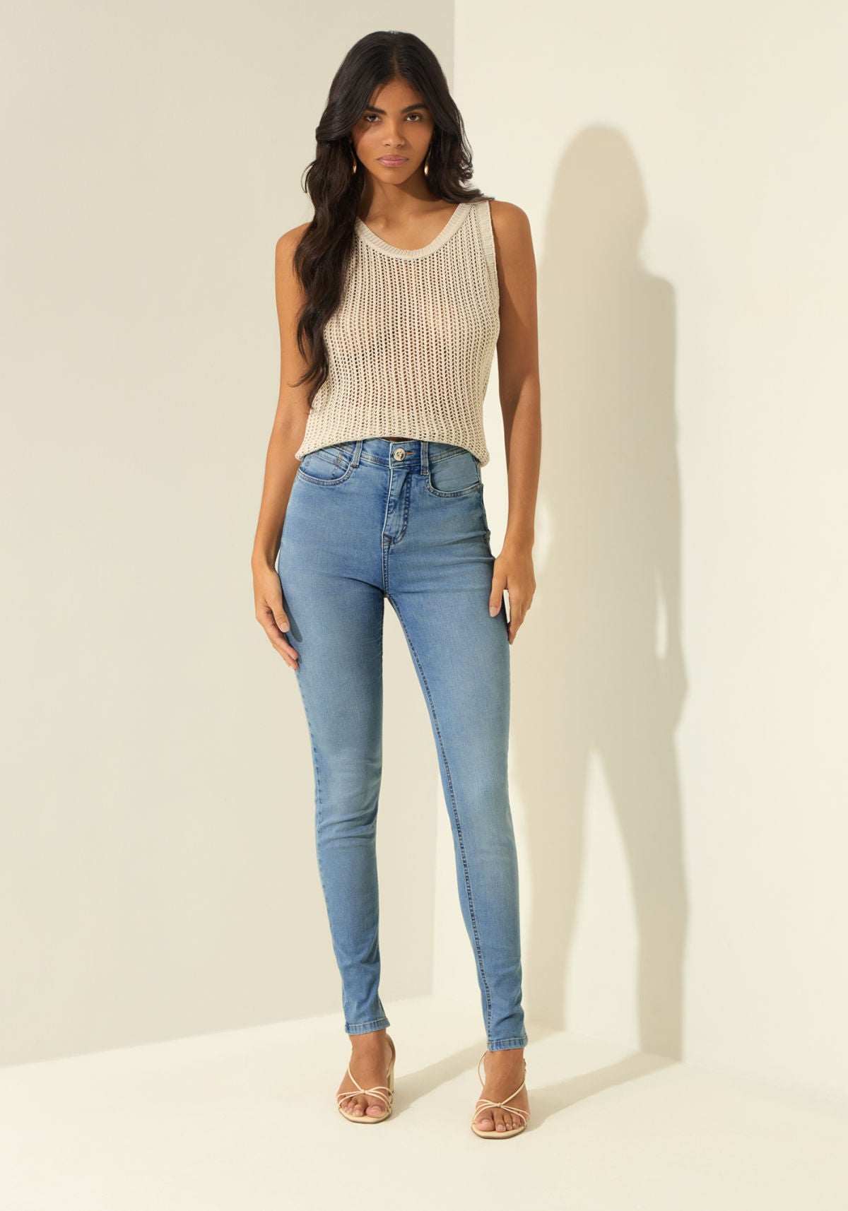 Calça Jeans Skinny Com Cintura Alta Shaping