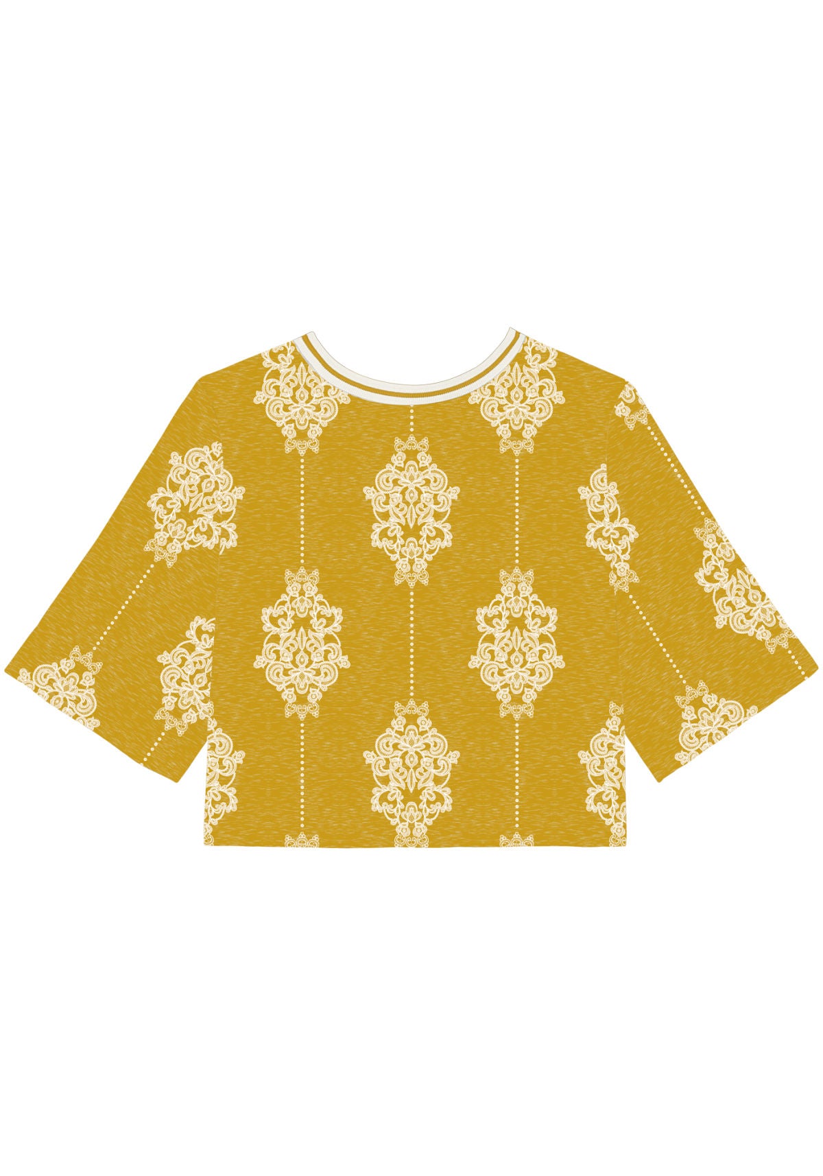 Blusa Curta Estampada Com Mangas Lez A Lez Feminino 7139E