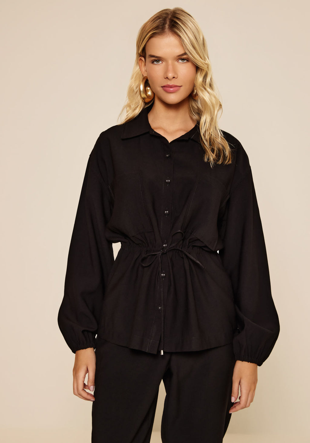 Parka De Mangas Longas Com Gola Lez A Lez Feminino 8066E