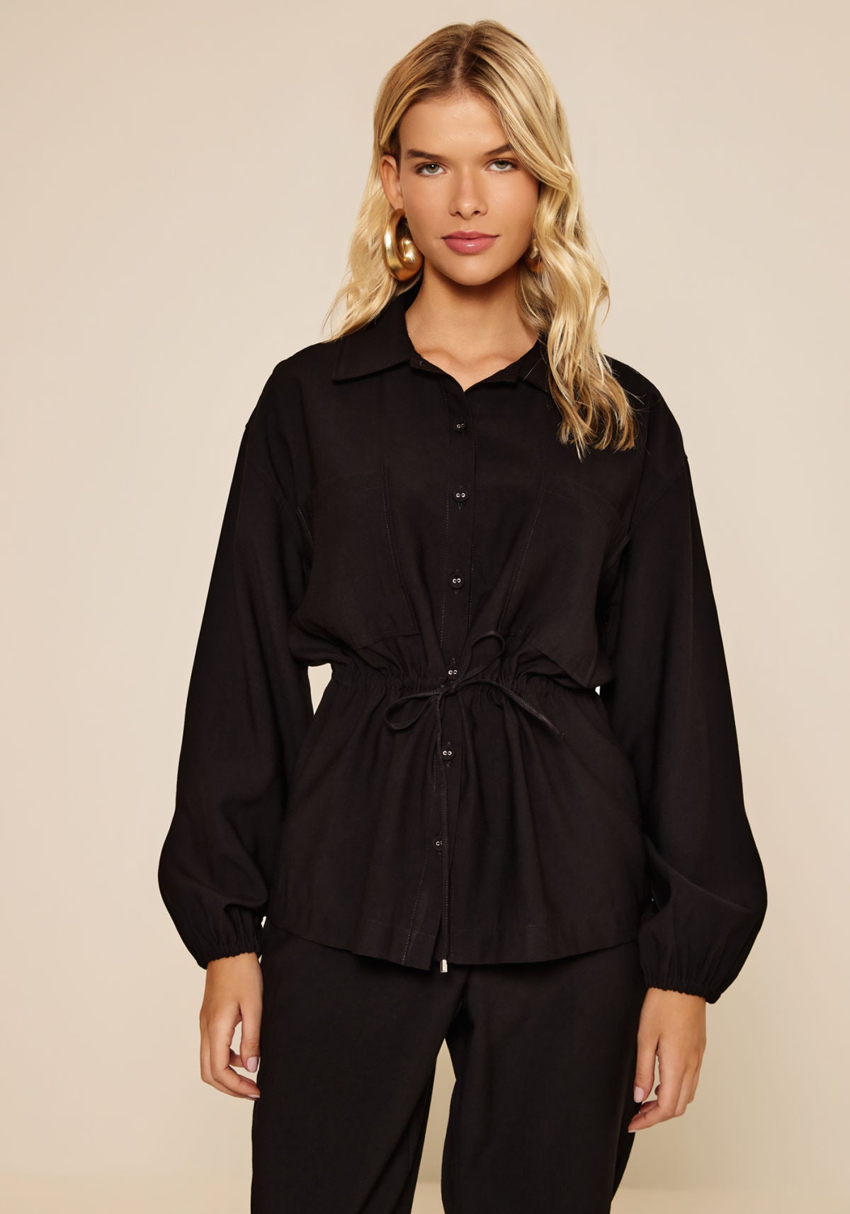 Parka De Mangas Longas Com Gola Lez A Lez Feminino 8066E