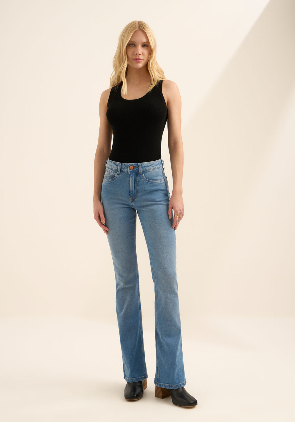 Calça Boot Cut Jeans De Cintura Lez A Lez Feminino 1620E