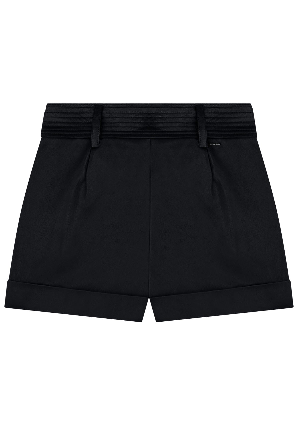 Shorts Cintura Alta em PU com Cinto Lez A Lez Feminino 6673L