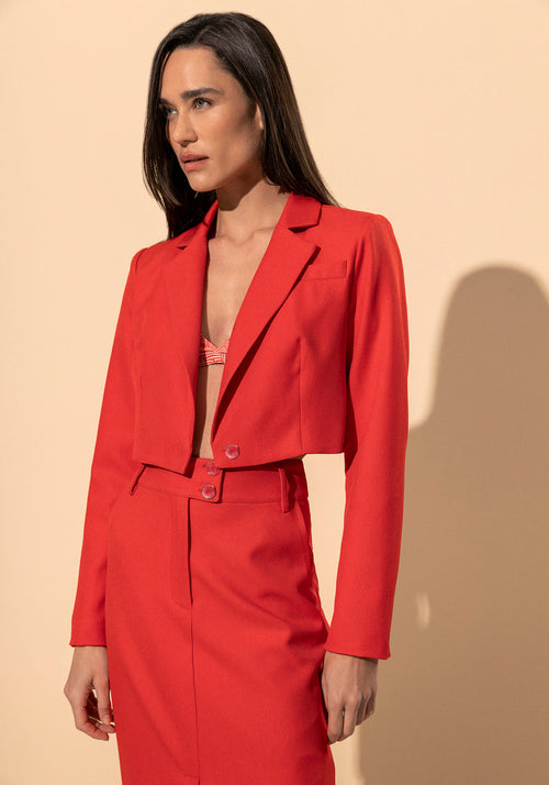 Blazer Cropped Com Lapelas E Botão Lez a Lez Feminino 5232E