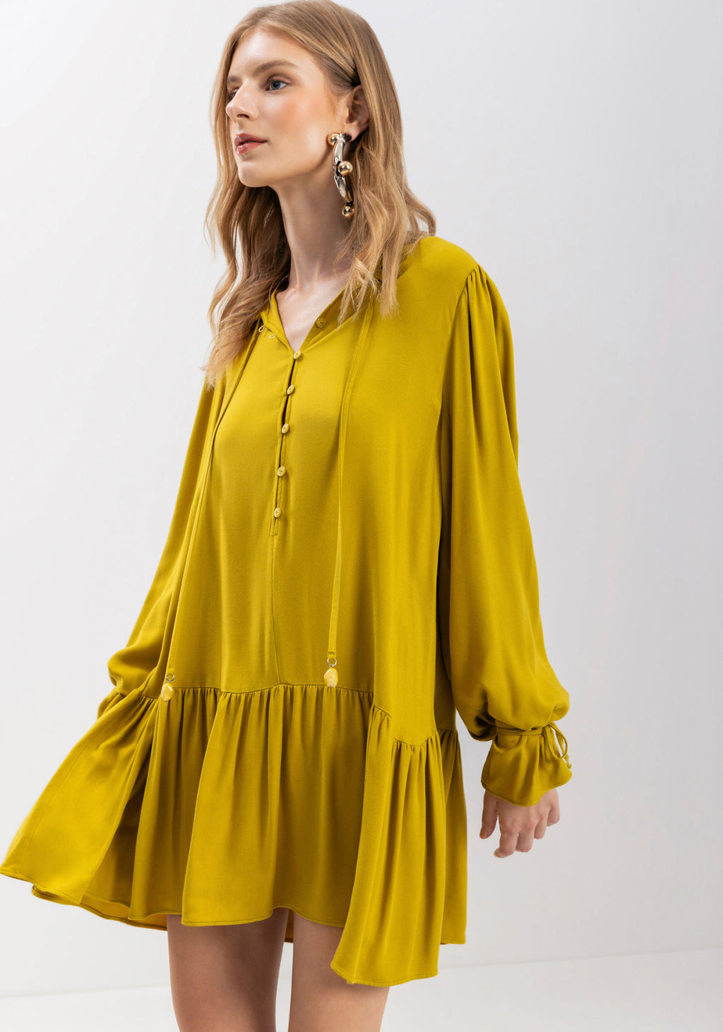 Vestido Curto De Manga Longa Lez A Lez Feminino 9276E