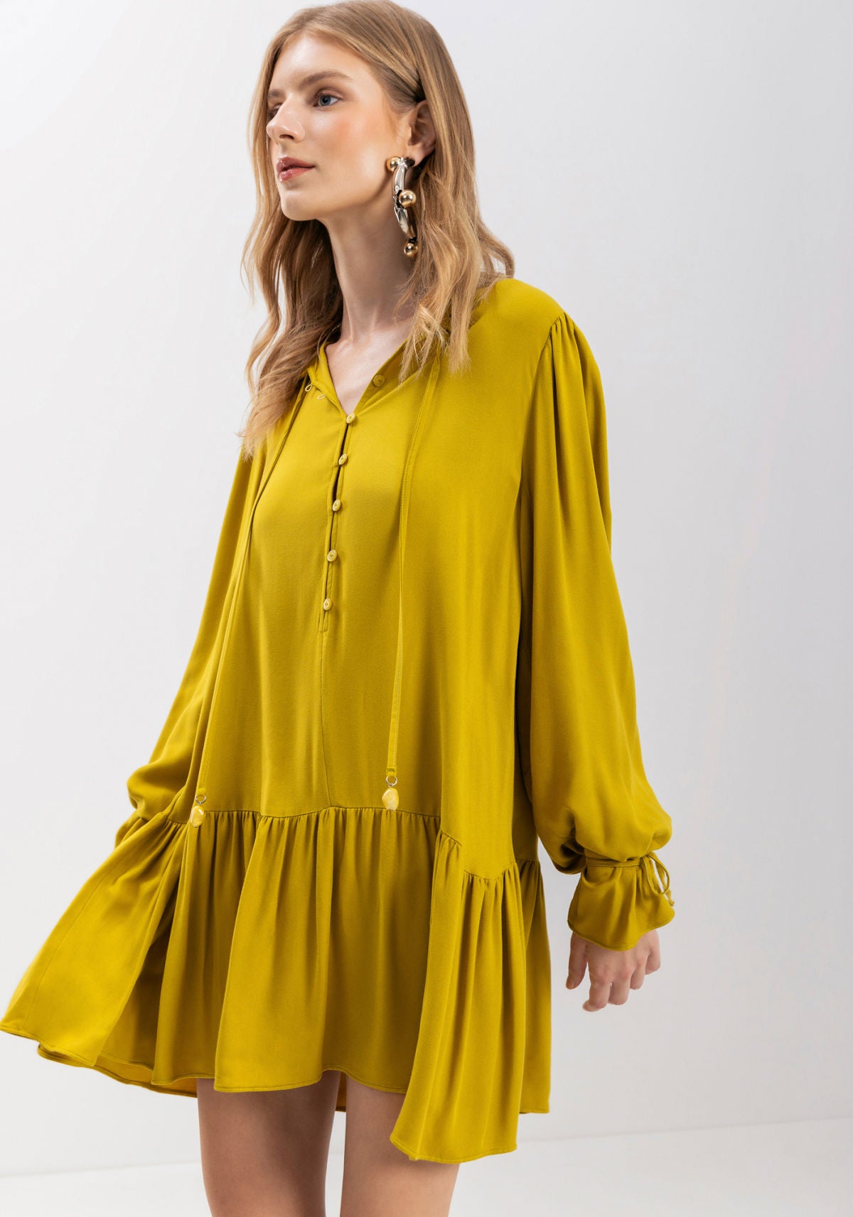 Vestido Curto De Manga Longa Lez A Lez Feminino 9276E