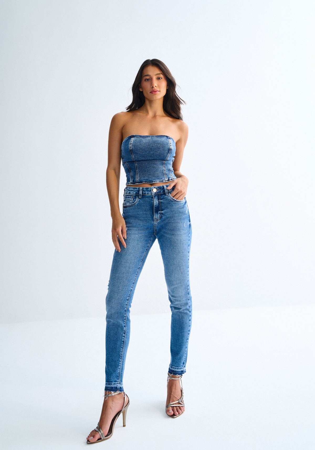 Top Jeans Cropped Tomara que Caia Lez A Lez Feminino 0042E