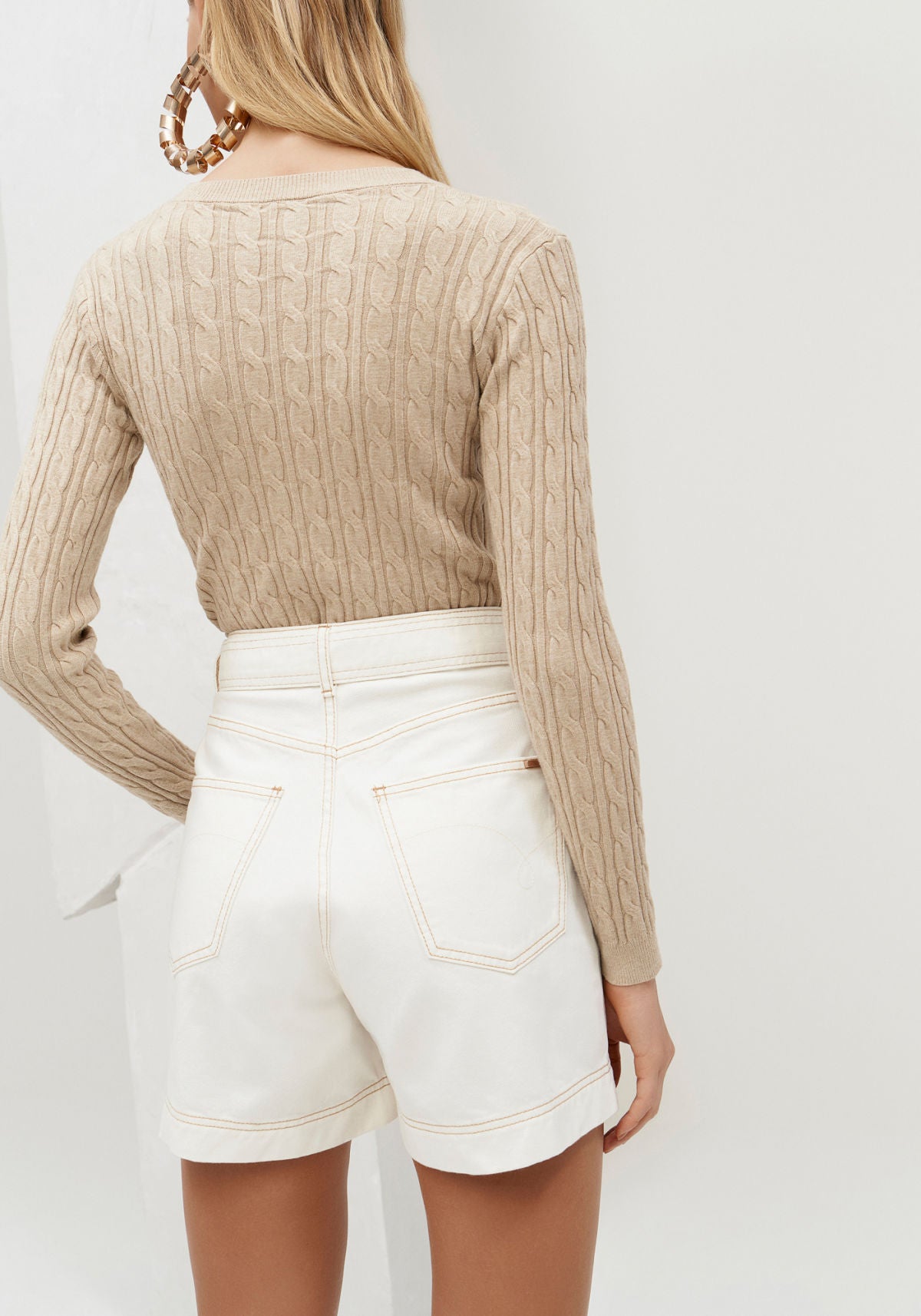 Shorts Sarja Mom Cintura Alta Lez A Lez Feminino 2312L