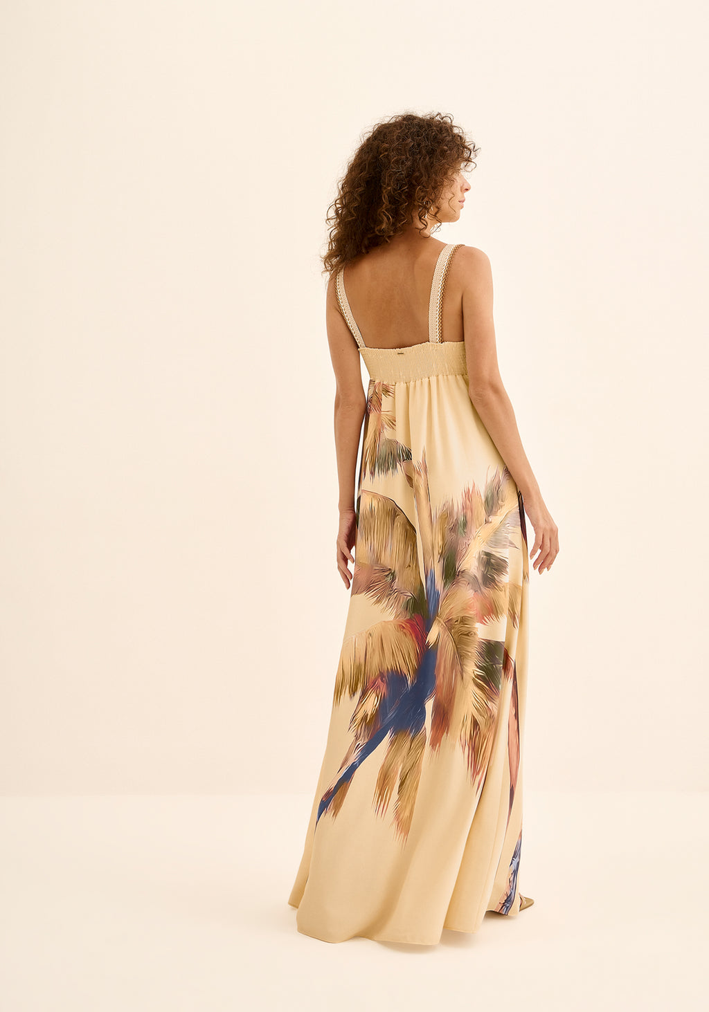 Vestido Estampado De Alças Longo Lez a Lez Feminino 5855e