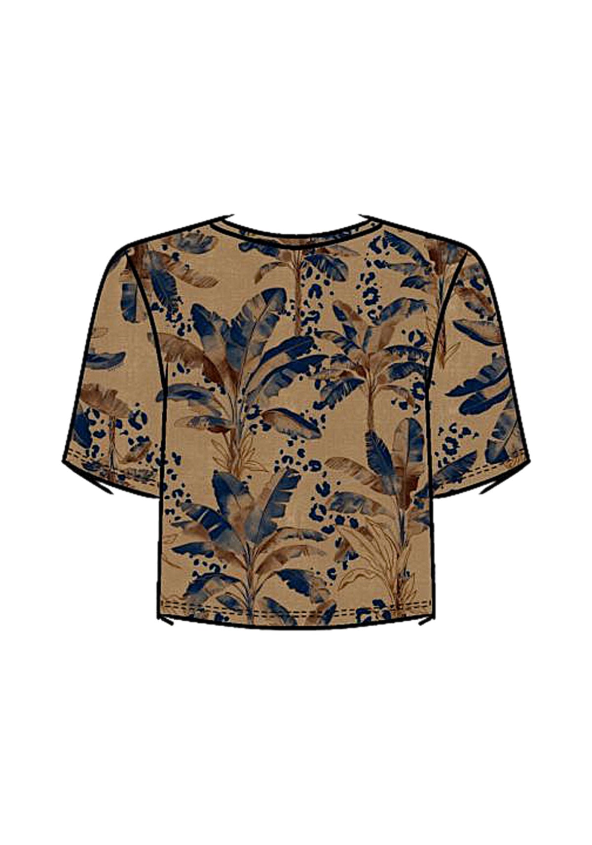 Blusa De Mangas Curtas Com Lurex Lez A Lez Feminino 9498E
