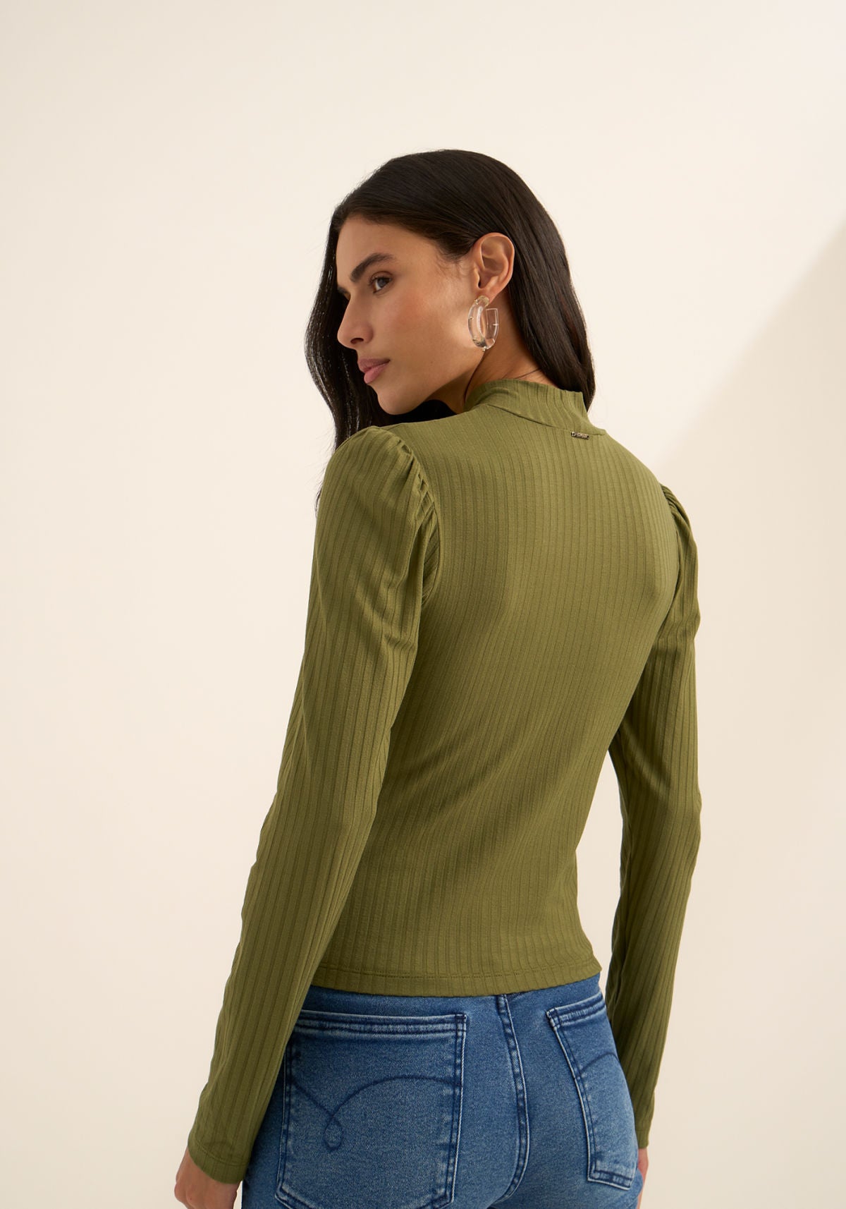 Blusa De Mangas Longas Com Gola Lez A Lez Feminino 9137E