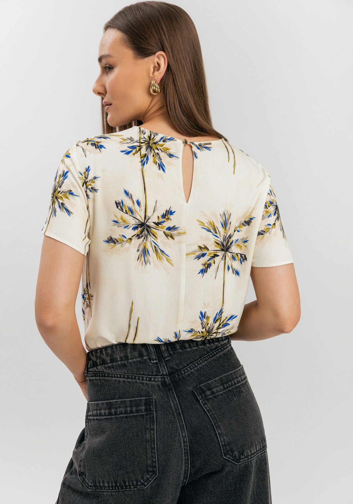 Blusa De Mangas Curtas Estampada Lez A Lez Feminino 9126E