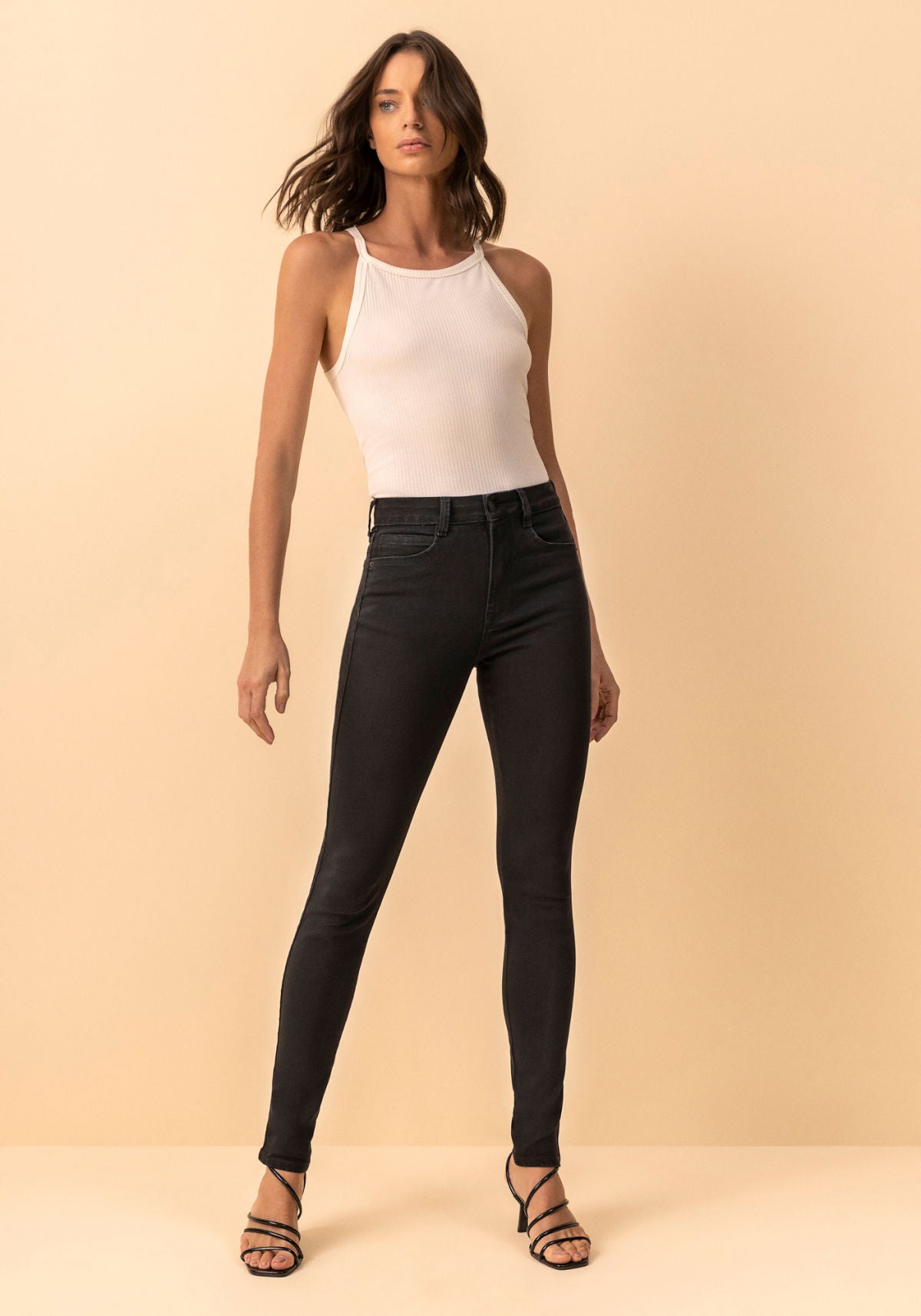 Calça Jeans Skinny Preta Lez A Lez Feminino 1591E