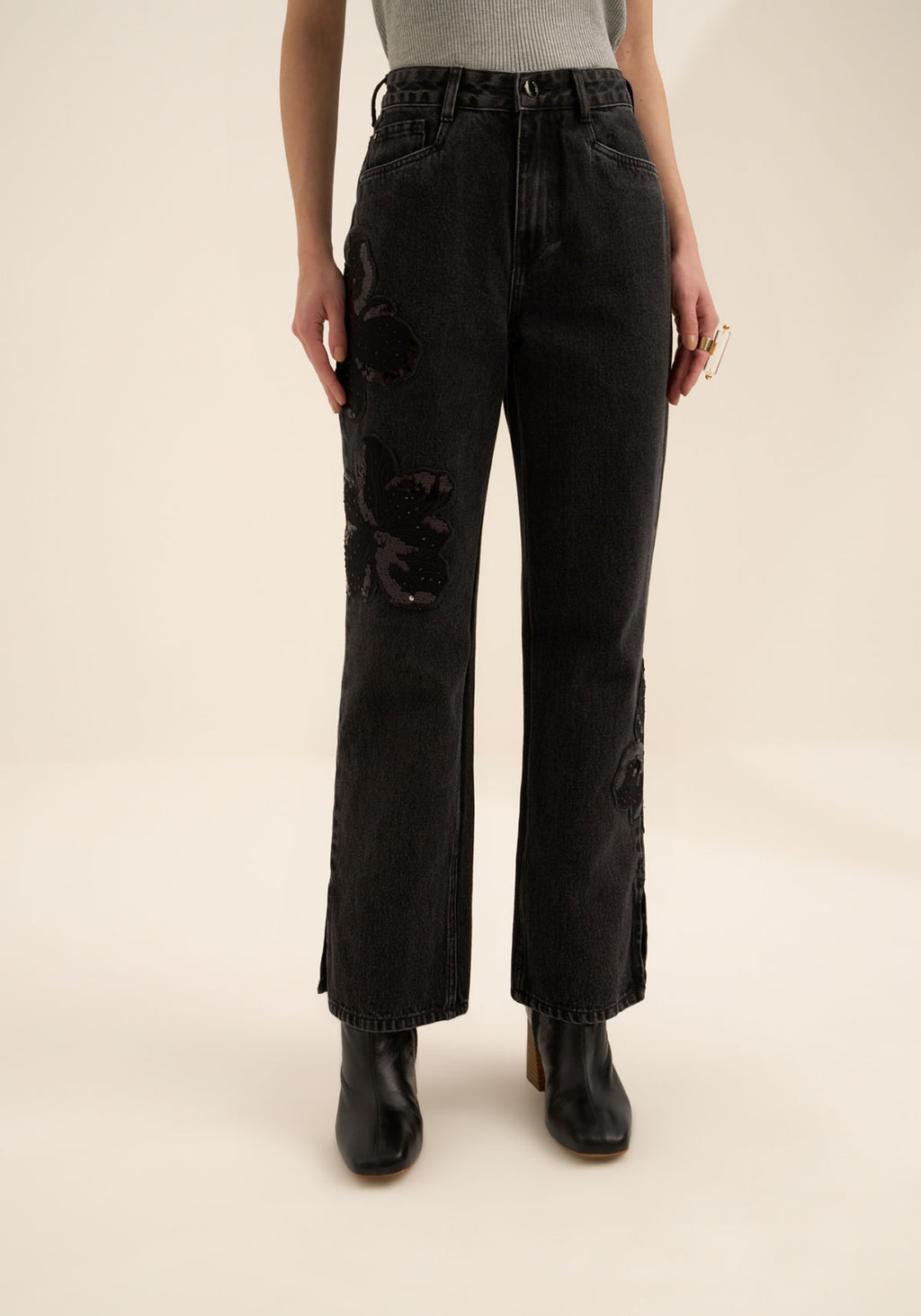 Calça Reta Cropped Jeans Com Maxi Lez A Lez Feminino 1640E