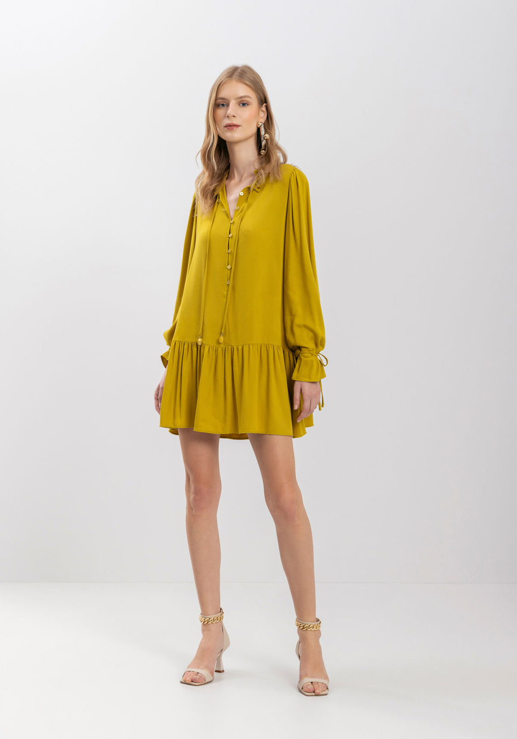Vestido Curto De Manga Longa Lez A Lez Feminino 9276E