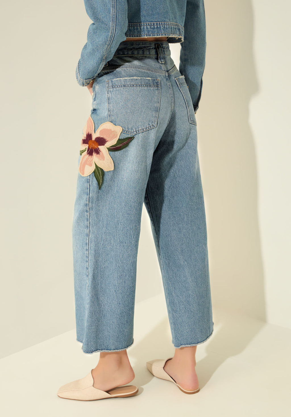Calça Wide Leg Jeans Cropped Lez A Lez Feminino 0215E