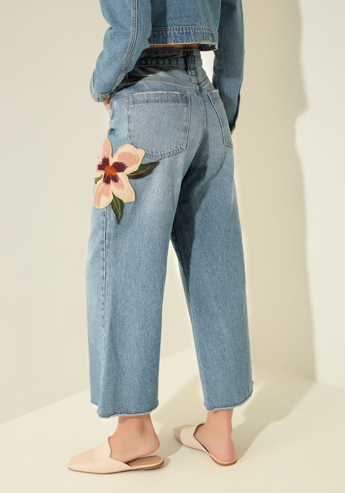 Calça Wide Leg Jeans Cropped Lez A Lez Feminino 0215E