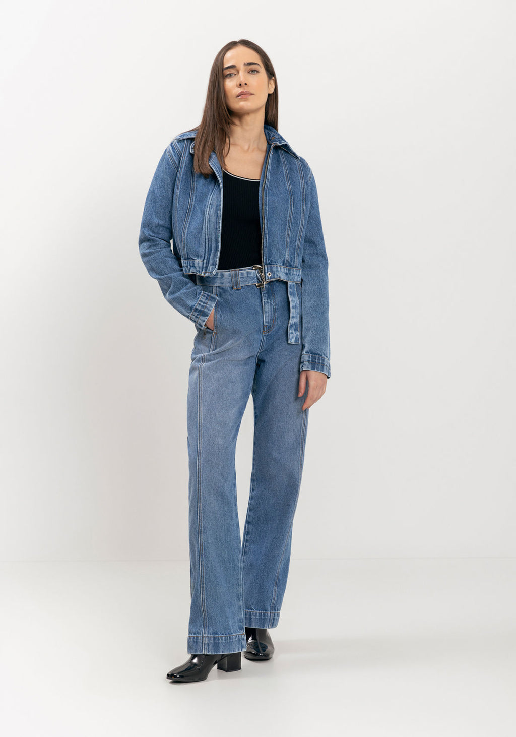 Calça Reta Jeans Com Cinto Lez A Lez Feminino 1541E