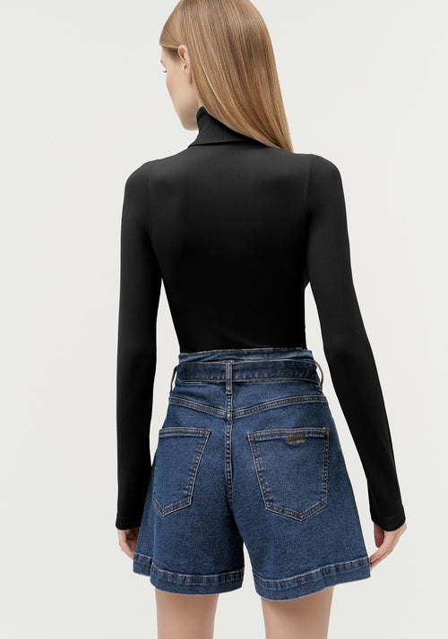 Bermuda Jeans Cintura Alta Lez A Lez Feminino 2059L